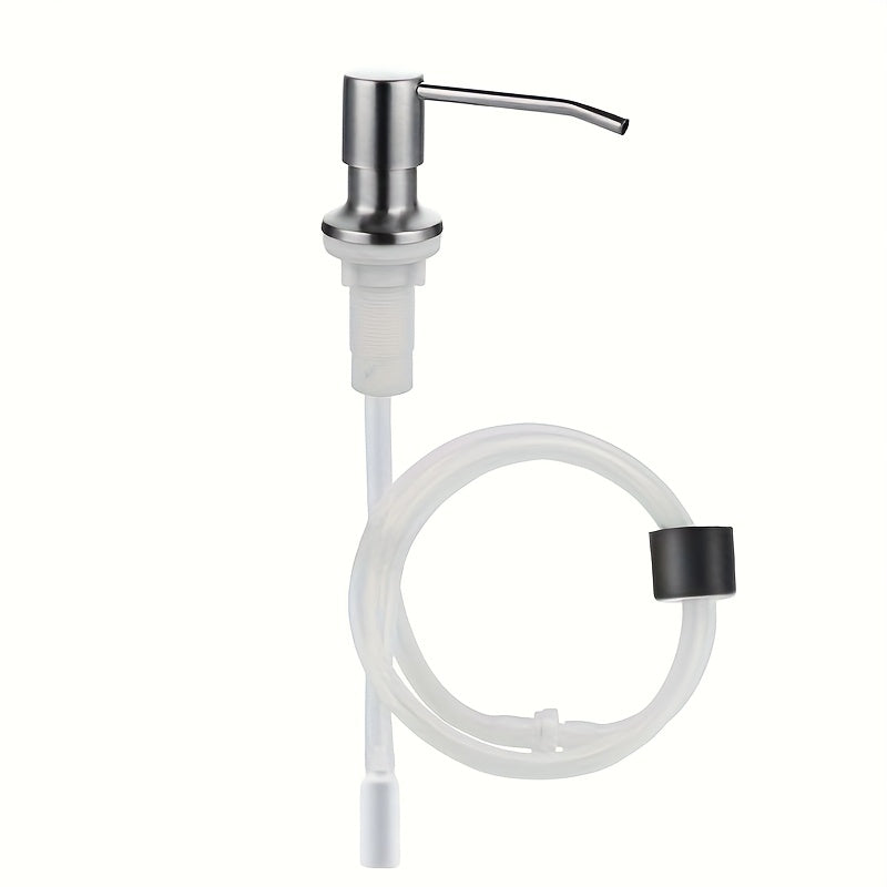 TEMU Stainless Steel Kitchen Sink Soap Dispenser Set With Extended Silicone Hose, No Battery Required, Dishwashing And Hand Tools Bathroom Accessorie