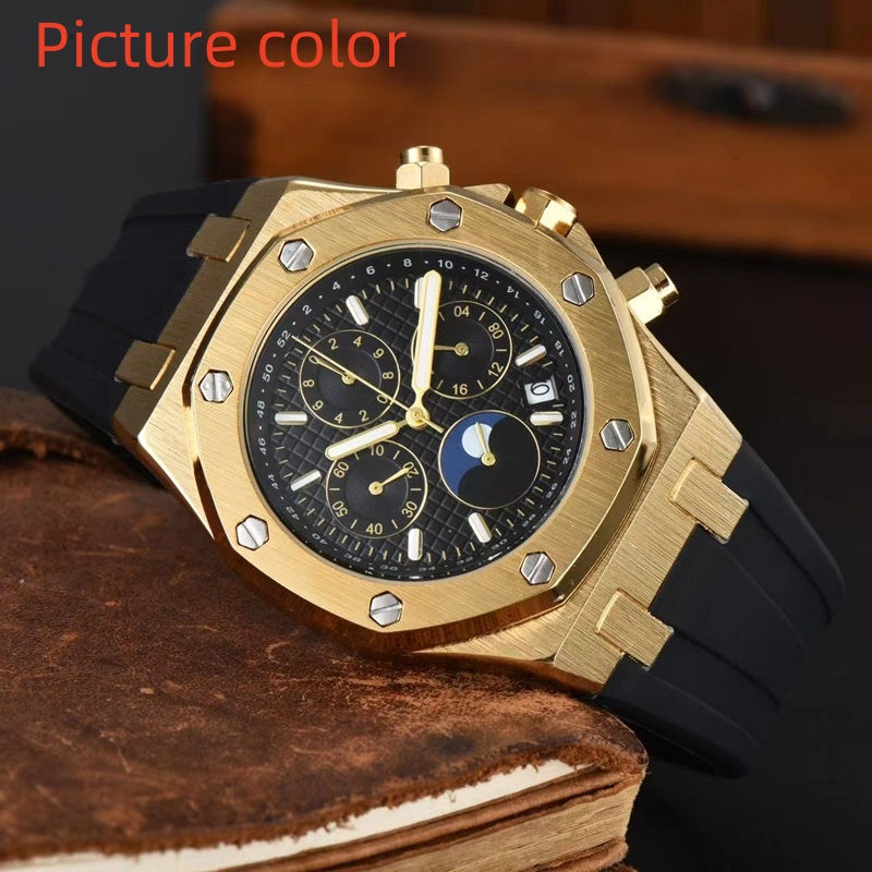 Aude Wrist Watches for Men 2025 New Mens Watches Seven needles All Dial Work Quartz Watch High Quality Top Luxury Brand Chronograph Clock Rubber Bel