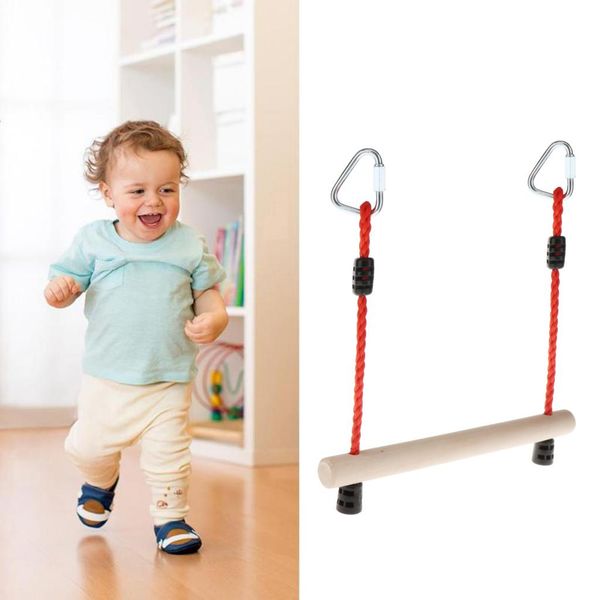 Kids Outdoor Swing Games Toys 16&#039;&#039; Trapeze Swing Bar Heavy Duty Rope and Hook Swing Set Accessories Kids Climbing Frame Rods