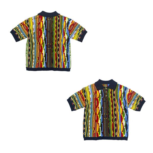 2024FW Loose Vintage Sweater Men Women Knit High Street Cotton Shorts Sleeve Polo Shirts Sweaters