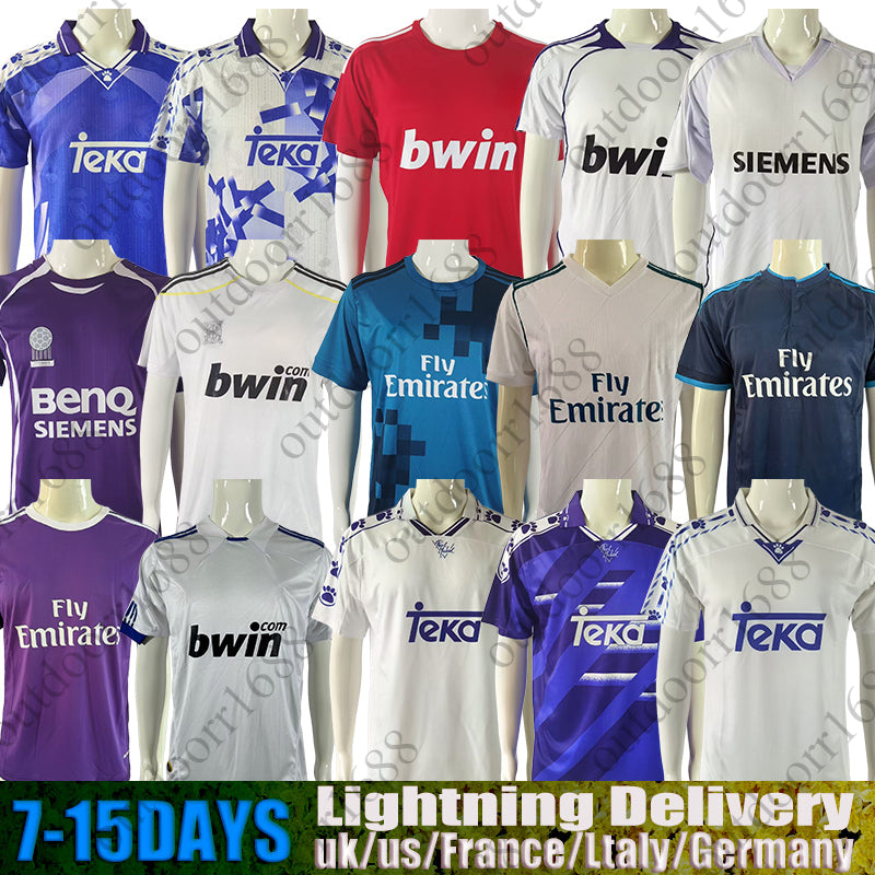 12 13 14 15 16 99 00 04 05 06 07 Real Retro Madrids Soccer Jerseys RAUL MODRIC BELLINGHAM Record Ronaldo&#039;s football career BENZEMA KAKA Marcelo