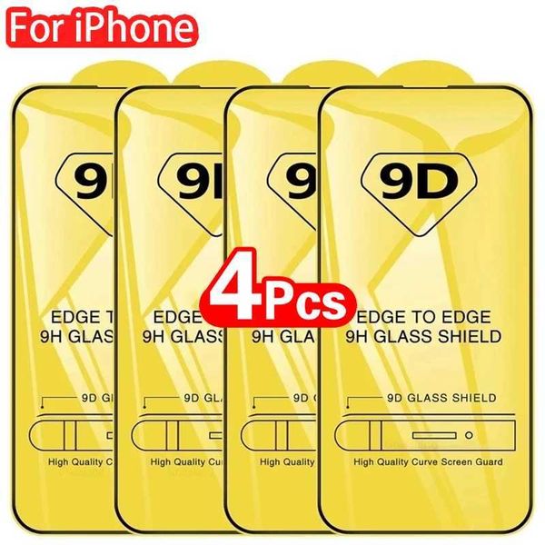 2-4Pcs 9D Screen Protector for iPhone 16 15 14 12 11 Pro Max Protective Glass for iPhone XR XS Max Full Cover Tempered Glass M250120