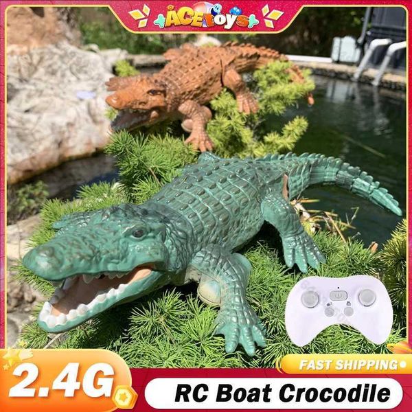 RC Boat Crocodile Simulation Remote Control Electric 2.4G Remote Control Shark Summer Childrens Outdoor Games Toys for Boy GiftY240810