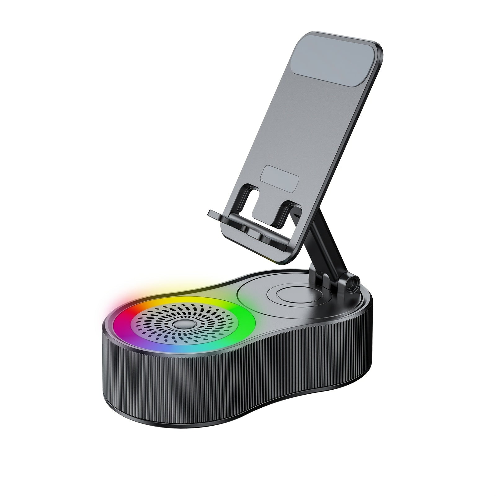 TEMU Wireless Wireless Speaker & Power Bank With 2000mah, 360° Foldable Stand, Rgb Ambient Light, Hd , -c - Compatible With Smartphones-tablets