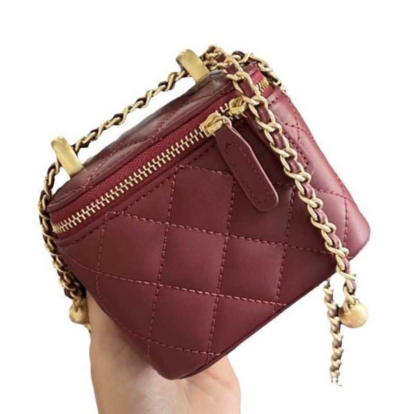 Lingge Mini Box Lipstick Handbag 2024 New Golden Ball Chain Shoulder Bag L011 X241125