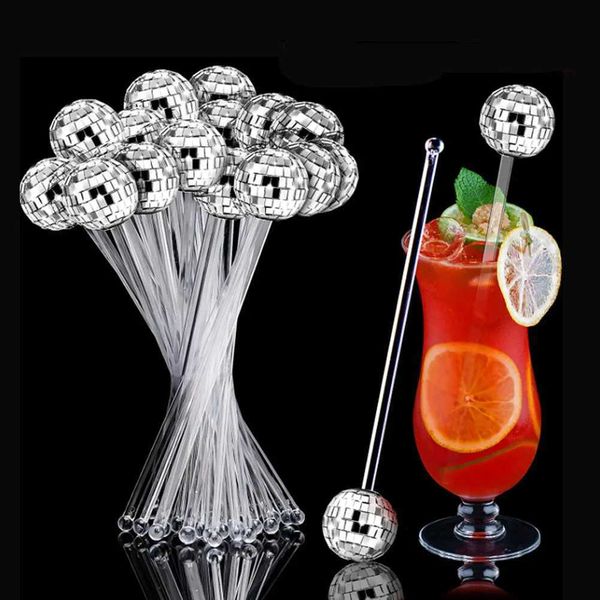 5-10-15Pcs Disco Balls Cocktail Stirrers Round Top Swizzle Sticks Mirror Ball Coffee Beverage Stirrers for Home Bar Party Decor Y240801