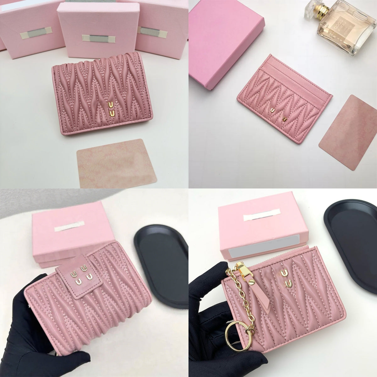 Matelasse Designer Leather Wallet Fashion Womens Credit Card Holder Womens Coin Purse Luxury Lambskin Letter Purse Wallets Women Zipper Short Wallet