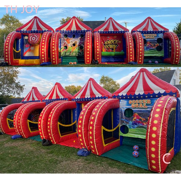outdoor activities 4 in 1 inflatable carnival games2024 newest PVC soccer dart knock down carnival game combos for party