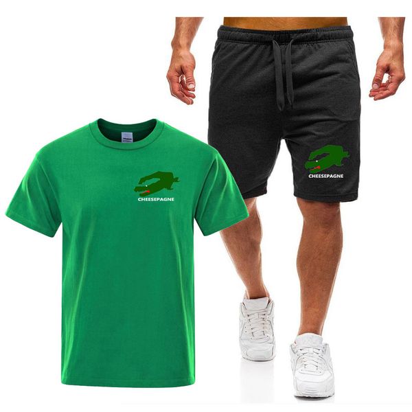 Men&#039;s Running Sets Summer Sportswear Gym Fitness Suits Quick T-Shirts Short Sports Clothing Workout Training Sport Tracksuit