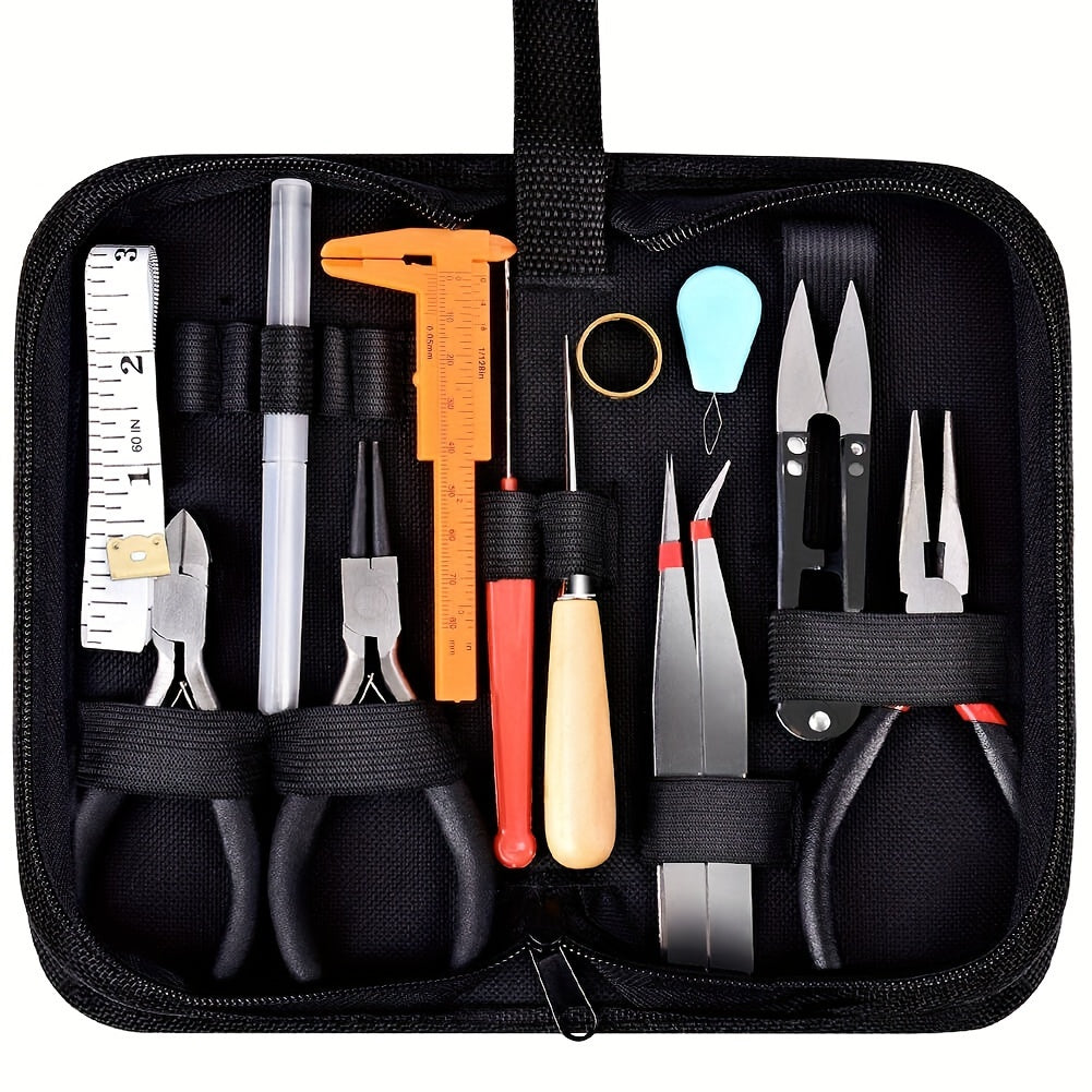 TEMU 19 Pcs Of Jewelry Making Tools Kit With Zipper Storage Case For Jewelry Crafting And Jewelry Repair