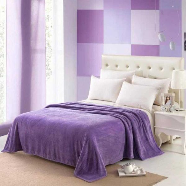 Throws Coral Fleece Blanket Solid Color Soft Flannel Blanket Living Room Bedroom Air Conditioning Bedding Y241022