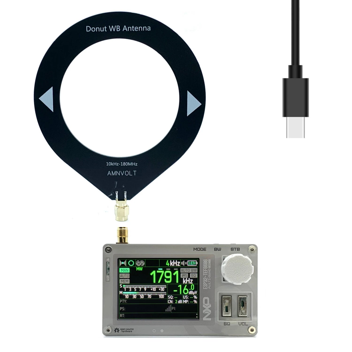 AMNVOLT C3 Mini TEF6686 DSP Radio ESP32 Chip Full Band Radio FM-LW-MW-SW Radio Receiver PE5PVB Open-source
