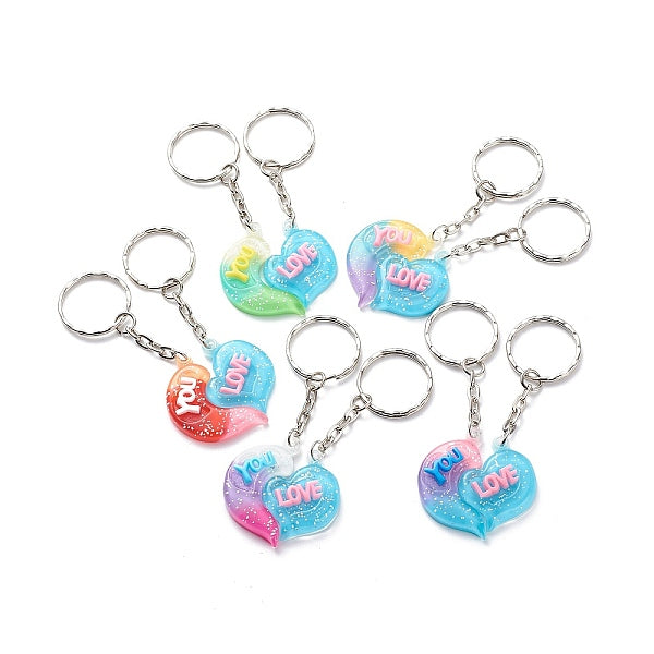 2 stücke valentinstag paar herz charme keychain