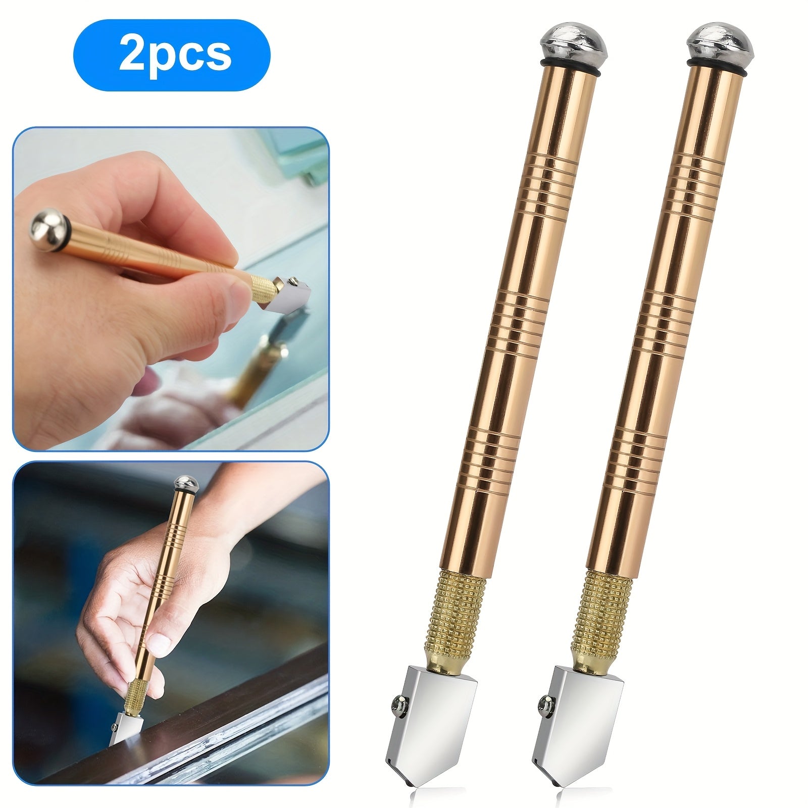 TEMU 2pcs Glass Tile Cutter, Professional Diy Manual Cutting Tool For Mirror-tiles-mosaic, Aluminum Alloy Handle