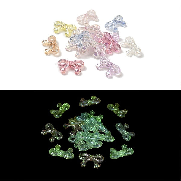 Nœud papillon avec étoile placage UV perles acryliques irisées arc-en-ciel lumineuses