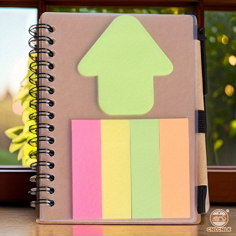 A6 Small Coil Spiral Bound Notebook With Removable Adhesive Shaped Sticky Note Paper, Suitable For Business And Office Supplies