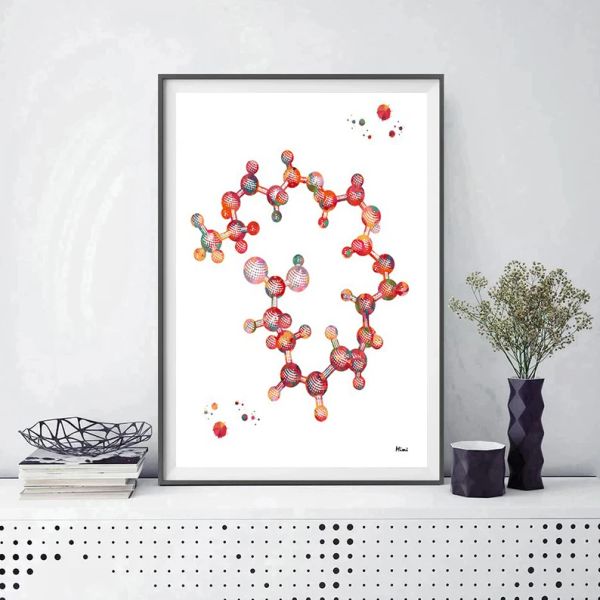 Nordic Watercolor Periodic Table of Elements Poster Chemical Molecule Equipments Art Canvas Painting Bedroom Lab Home Decoration