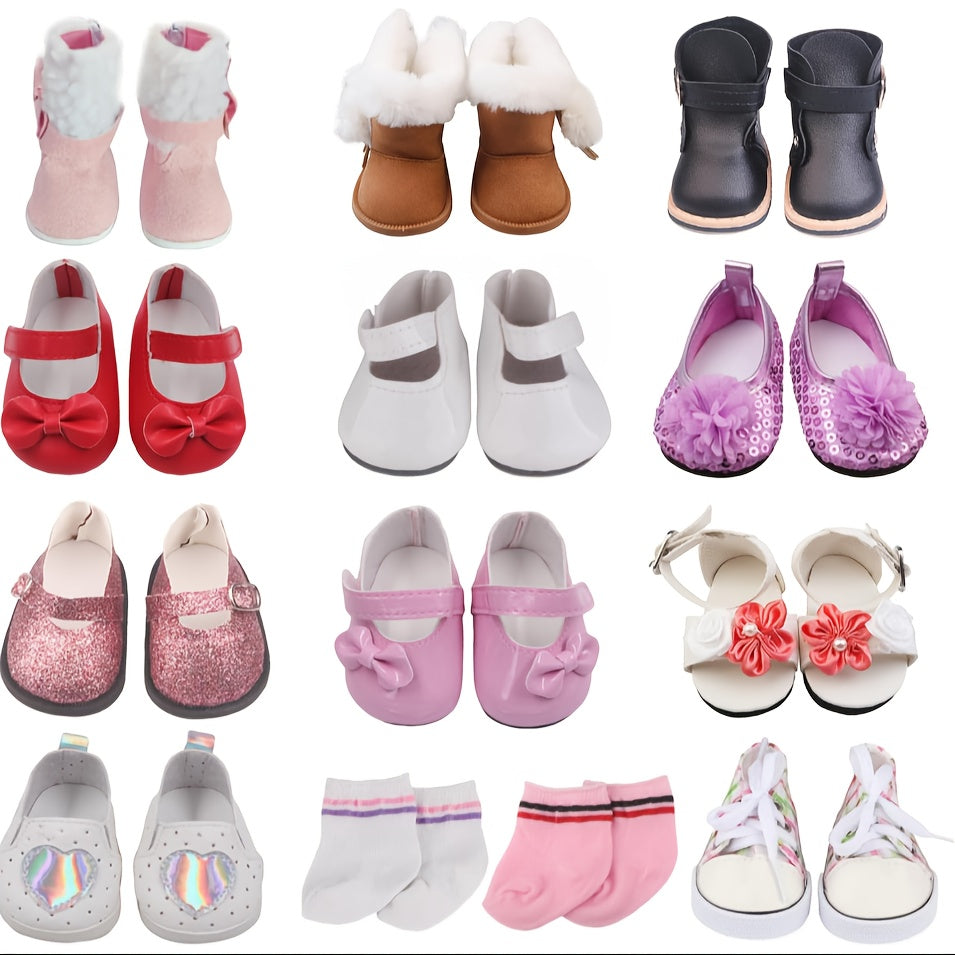 TEMU 7 Pairs Of Doll Shoes (7 Pairs ) + Of Doll Socks, Suitable For 18-inch Fashion Dolls