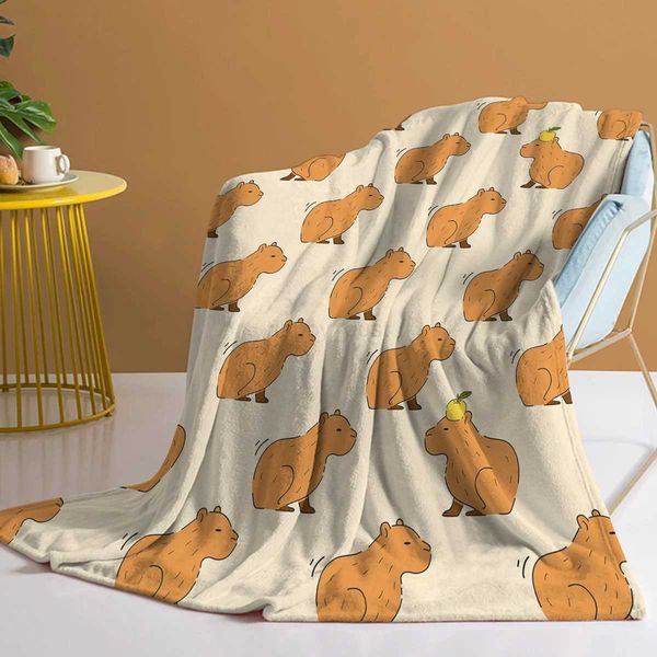 Trembling Capybara Blanket Printed Throw Blanket Plush Fluffy Flannel Fleece Blanket Soft Throws for Sofa Couch and BedCL240720