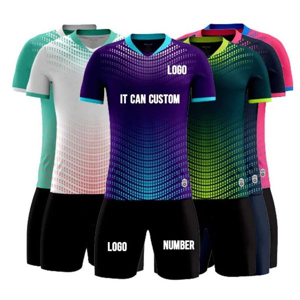 Childrens football jersey set boys customized football uniform childrens school college team club professional training clothingW241020