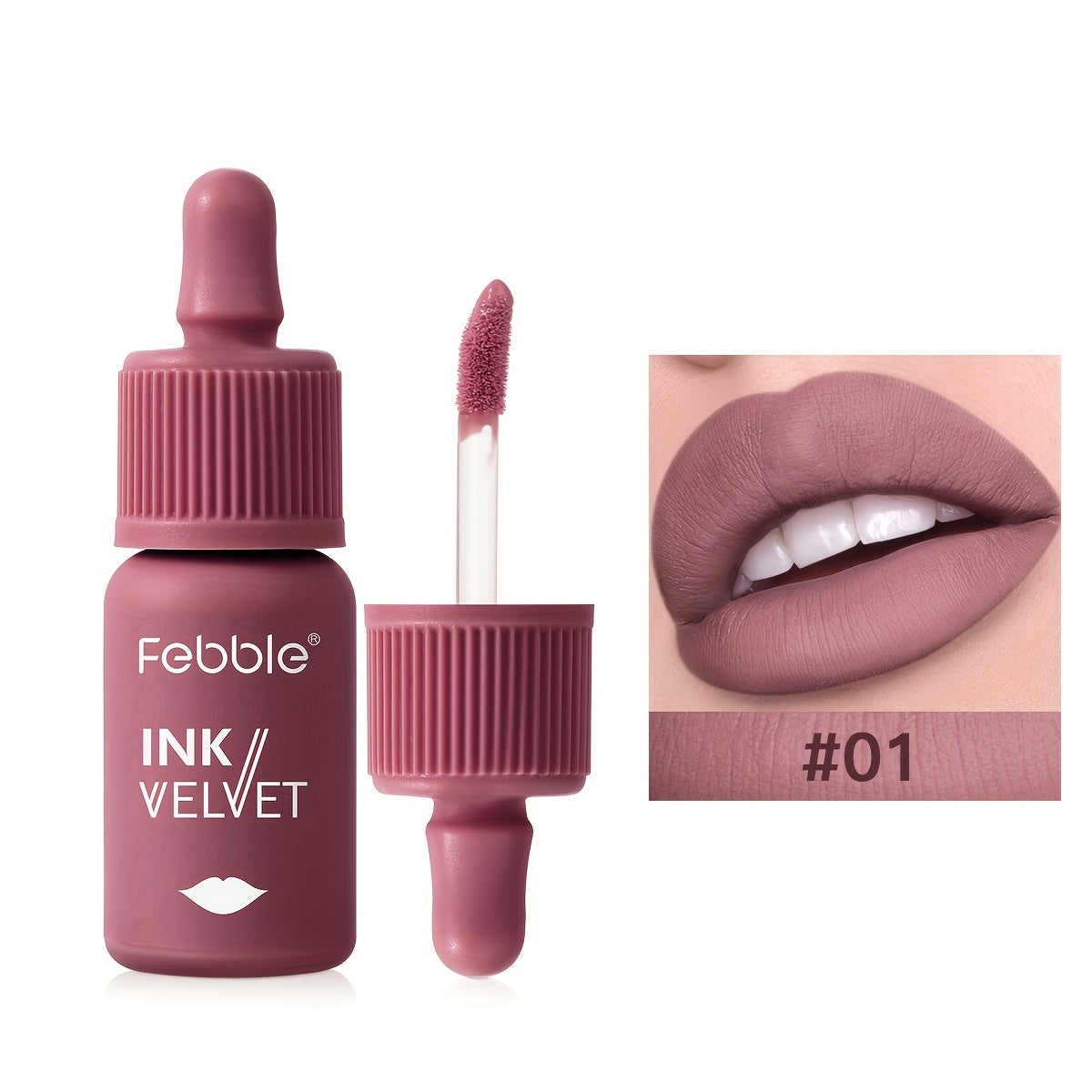 TEMU Febble, 1pc Velvet Matte Lip Glaze - Long-lasting, Hydrating, 6 Shades For Tones, Nude To Colors, Small Milk Bottle, Non-sticky, Lip Makeup For