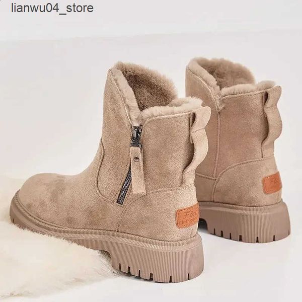 Boots Womens Snow Boots Winter Mid-Tube Plus Velvet Thickened Warm Cotton Shoes Fur Integrated Fashion Platform Female Booties 240828 H25011