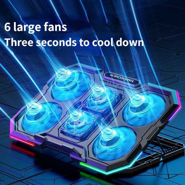 Laptop Cooling Pads 12-18 Inches Notebook Radiator Air Cooler Laptop Stand with 6 Fans Computer Cooler Fan Base Mute Cooling Pad with Phone