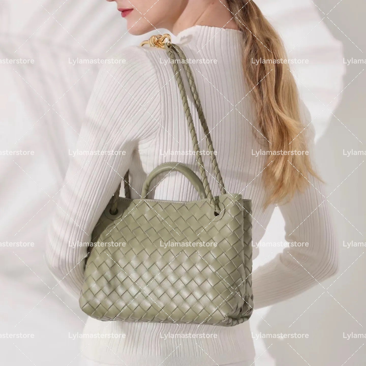 250807-2 Master quality Andiamo Bag Tote Bag Woven Bag Genuine Leather Women Handbag Mirror quality Shoulder Bag Tote Shopping Bag Lambskin Designer