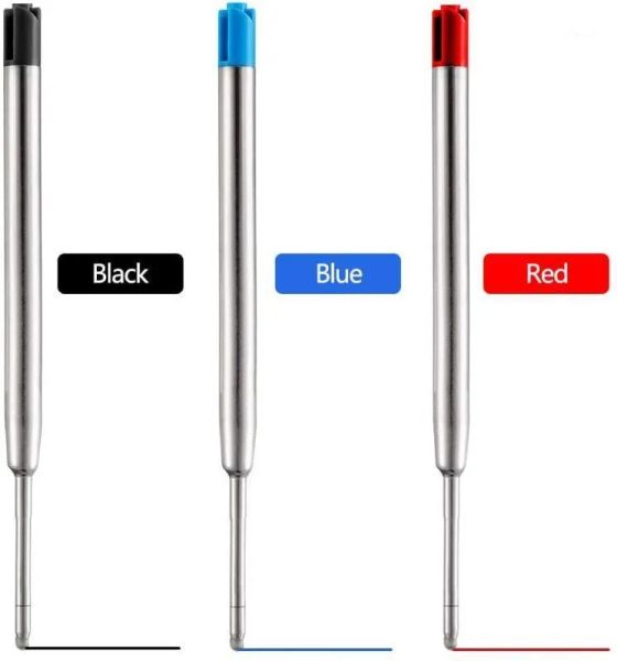 wholesale Refills 10pcs Metal Ballpoint Pen Blue Red Black Ink Medium Roller Ball Pens Refill For Parker School Office Stationery LL