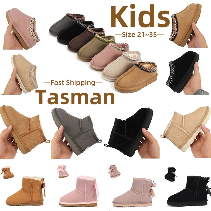 designer fluffy snow Baby boos mini Kids Toddler Tasman slippers winer ausralia plaform ug boo fur slipper ankle wool shoes sheepskin leaher Boy Gir
