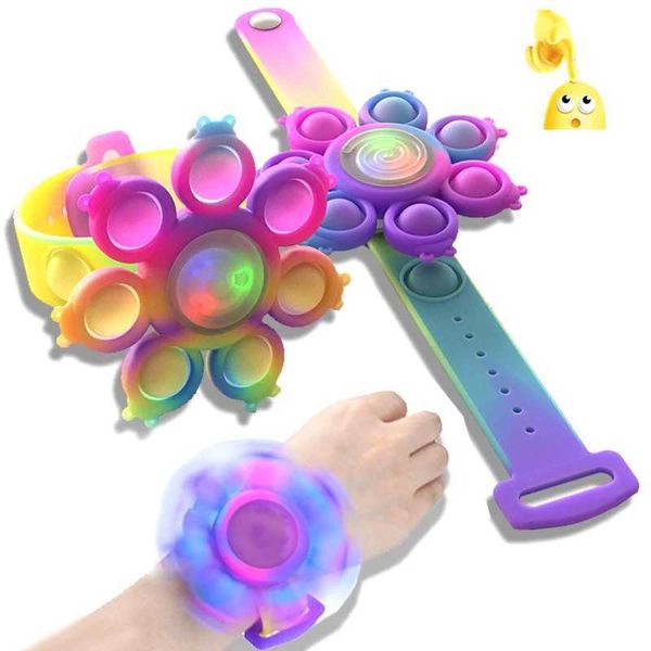 Octopus Spinning Pop Fidget Spinner Figet Toys Anti Stress Pops Wristband Light Bracelet Unique toy Kawaii Bubble Kids Gifts Y240810