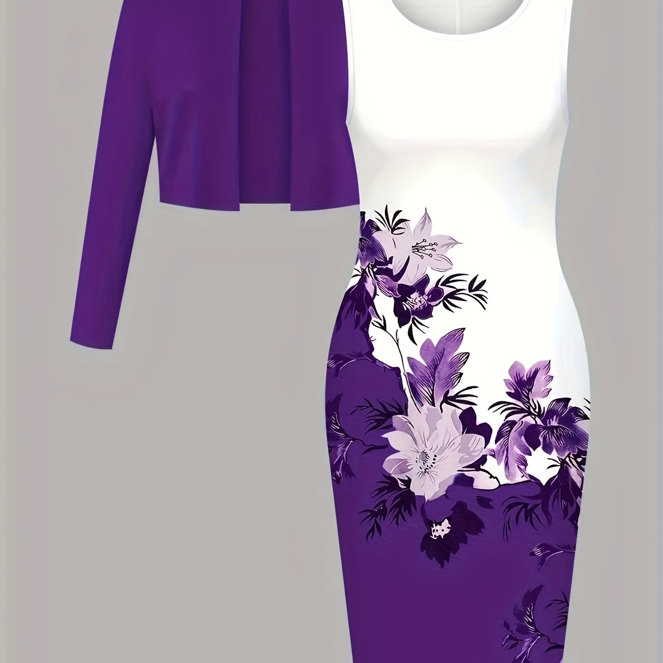 TEMU New Women'-piece Dress Set With A Long-sleeve Cardigan Top.