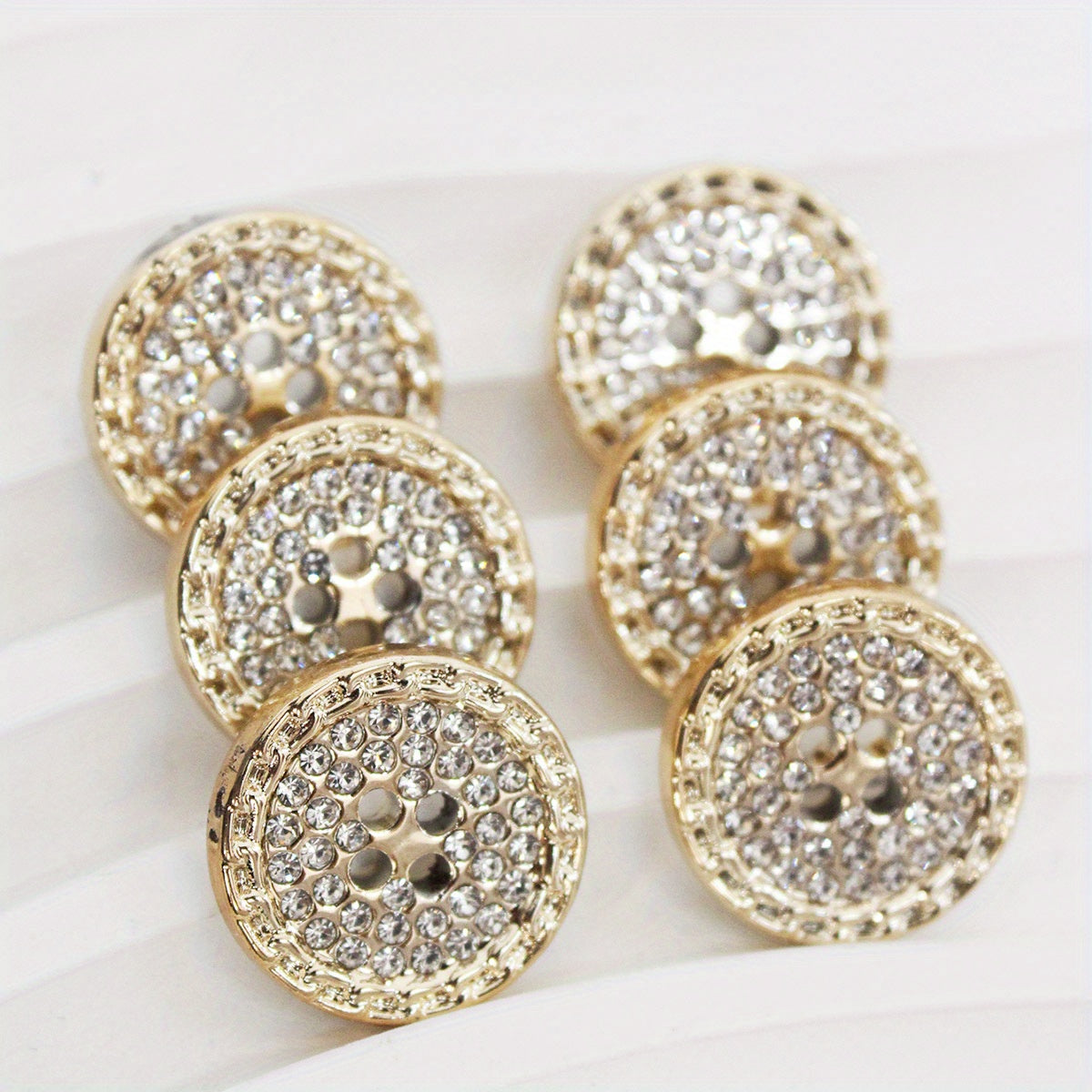 TEMU 5pcs-pack Round Golden Starry Four- Button With Suit Women's Clothing Jacket Sweater Knit Shirt Cardigan Decoration Button