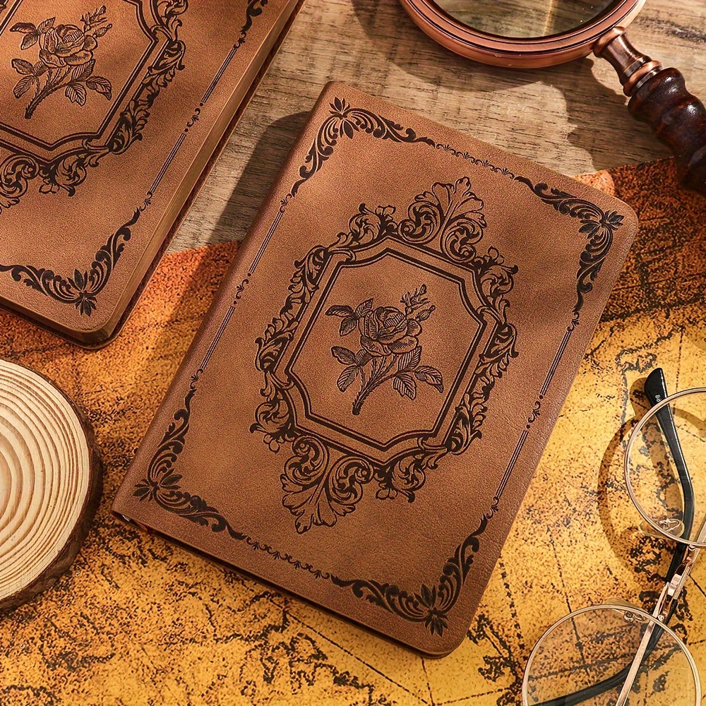 TEMU Retro Pu Leather Notebook: 144 Sheets, Handheld, Rustic Vintage Design, Thick Paper For Office, School, Travel, Vacation, Daily Planning - Adult