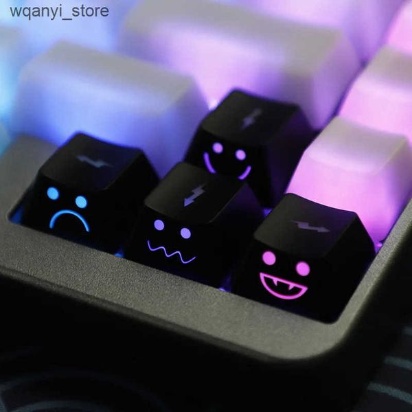 Keyboards Cute Emo Keycap Set WASD Arrow Broadside Lighting Key Cap for Mechanical Keyboard compatible with MX Switch L240910