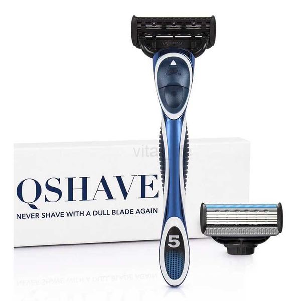 QSHAVE Blue Series 5-Layer USA Blade Manual Razor Men Shaving Razor with 2 Pieces X5 Blade QSHAVE NameCL240718