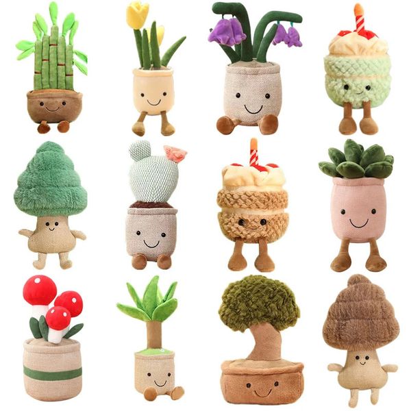 Jellycats Dolls Stuffed Plush Plants Lifelike Potted Plant Doll Succulent Pine Tree Cake Bamboo Cactus Pillow Cushion Toy Decor 231122 dh572