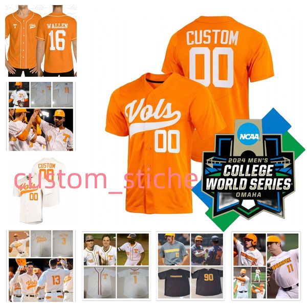 2024 Peyton Manning College Baseball Jerseys Any Name Number Tennessee Volunteers NCAA New Pacth ed Jersey Orange White Grey Black Mens Wome