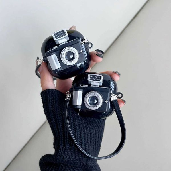 For Samsung Galaxy Buds Fe Case Cute Flash Light Camera Earphone Case With Strap For Buds Live Buds2 2Pro TPU Headphone Bags Y240810