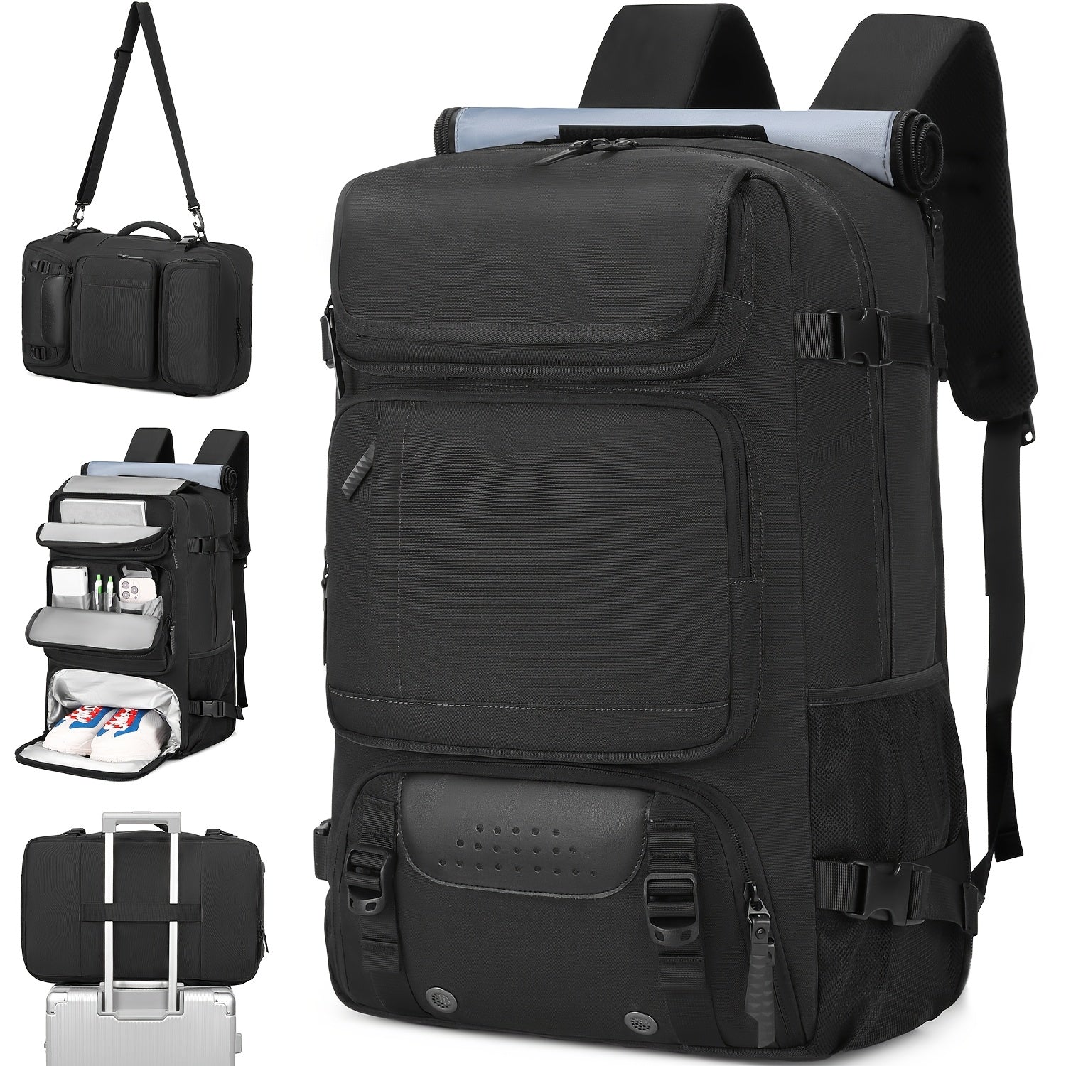 TEMU Men's Duffel Bag Hiking Backpack, Large Capacity Laptop Backpack, Business, Work, Gym, Weekend Bag, Daily With Shoe Compartment And Usb Charging