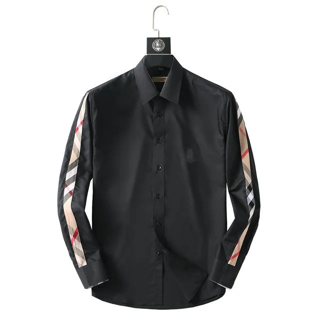 Men&#039;s Dress Shirt Luxury Slim Silk T-shirt Long sleeve Casual business clothing plaid brand 17 color Asian size M-4XL BURR81 757526999