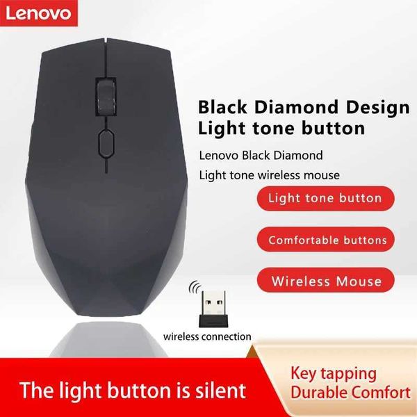 Mice Lenovo Mouse Black Diamond 2 Silent Mouse Wireless Mouse Cool Office Mouse Black CL241230