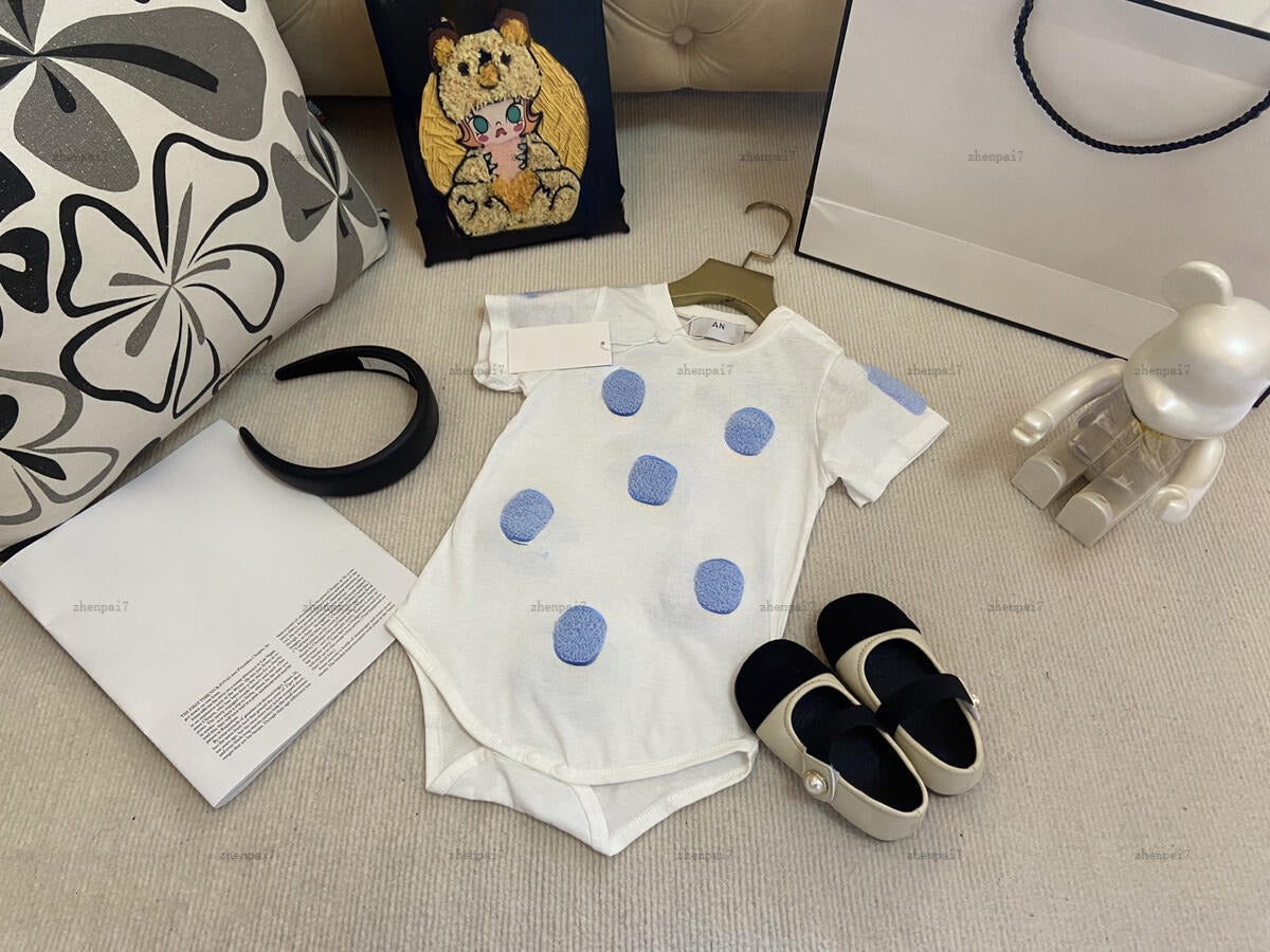 Top newborn bodysuit Blue plush letters toddler romper designer Baby clothing Cotton material infant jumpsuits A128X04N082-b