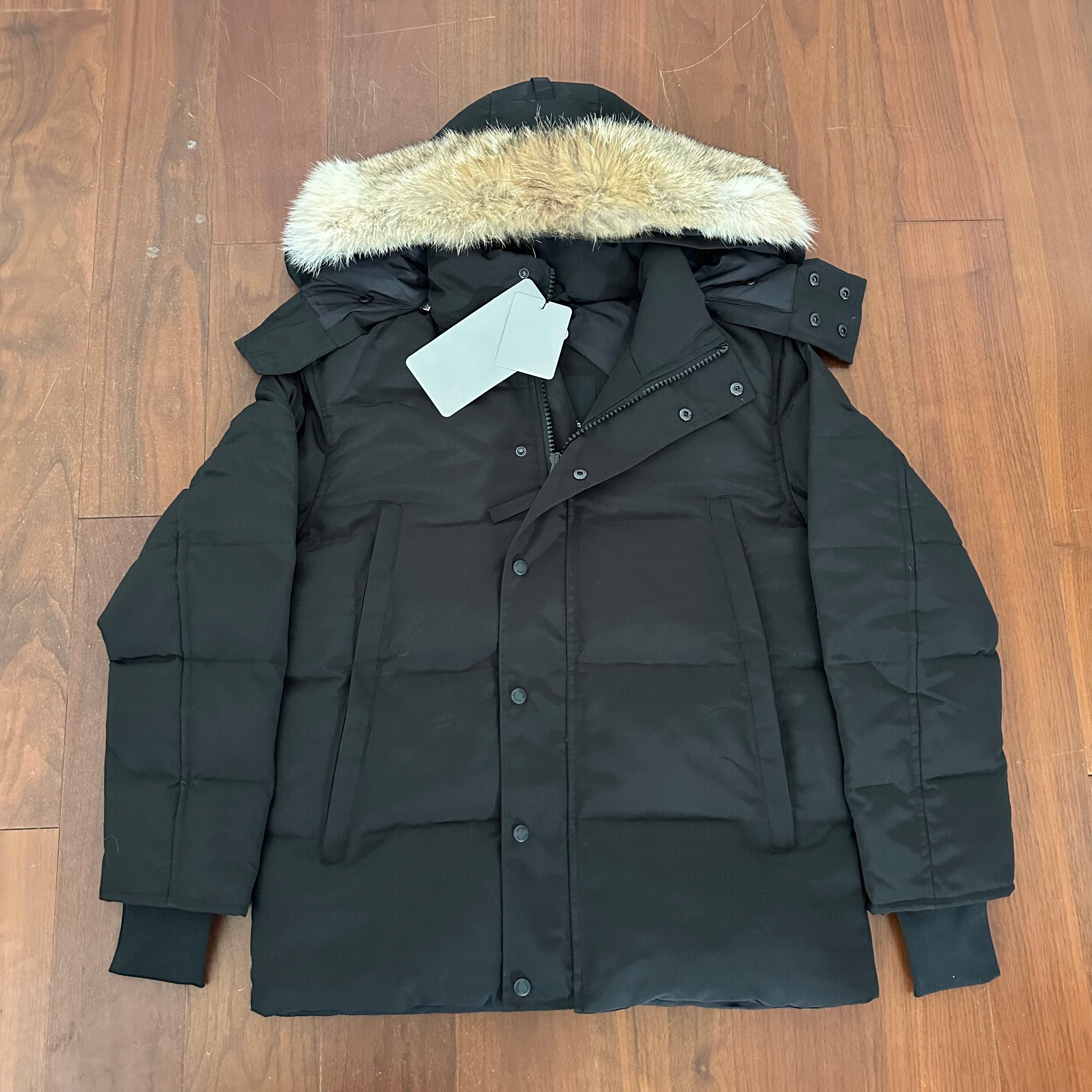 mens long puffer down coat trench style parka with luxury raccoon fur hood large pockets heavy duty winter jacket for fashion outerwear and city com