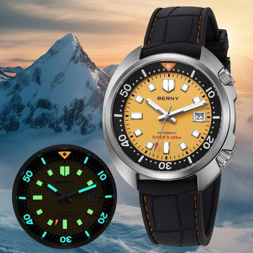 Automatic Diver Watch for Super Luminous Wristwatch Sapphire Sport Mechanical 20ATM 1970 Compressor Diving Men Watches