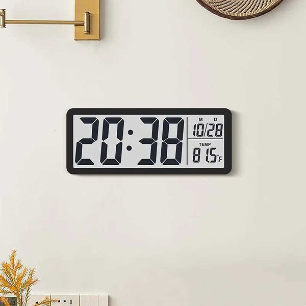 New Arrival Battery Powered LCD Digital Wall Clock Time Temperature Date Desktop Table Clock With USB Cable 12-24H LCD Clock for Living Room