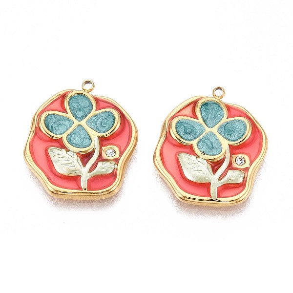 Pendentifs en strass en acier inoxydable 304 avec placage ionique (IP)