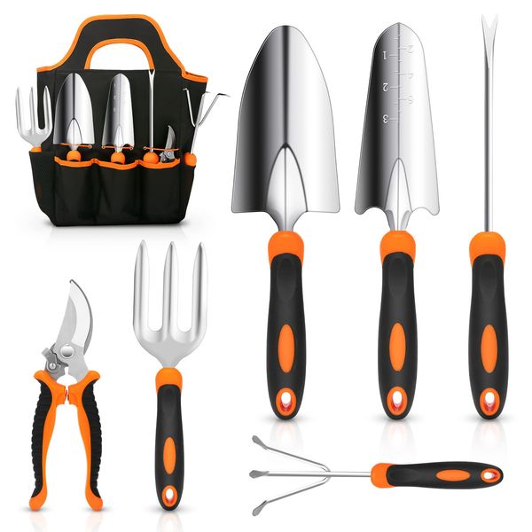 Yueuxuan Garden Tool Set Stainless Steel Heavy Duty Gardening repair kit with Non-Slip Rubber Grip Storage Tote Bag Outdoor Hand Tools Ideal