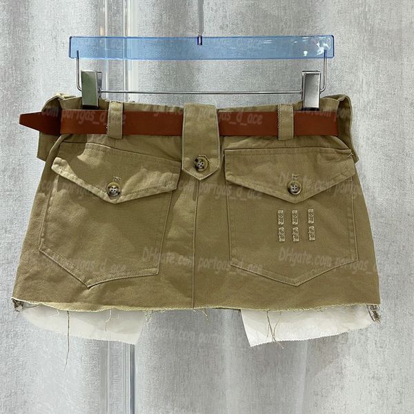 Fake Two Piece Designer Skirt Women Mini Short Dress With Waist Belt Luxury Casual Street Style Skirts