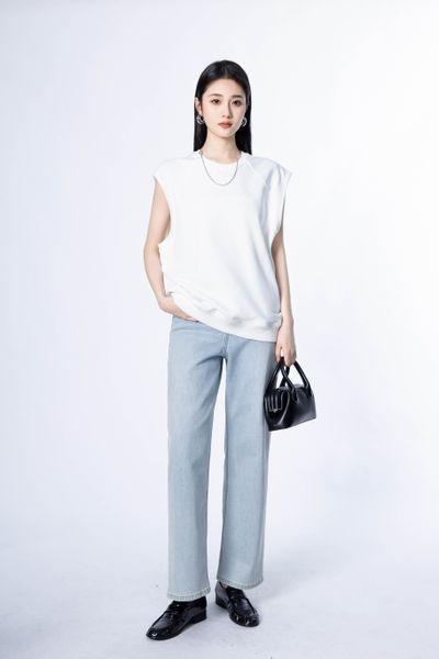 shirts for women Layered retro fashion loose and versatile cotton loop sleeveless vest hoodie for women